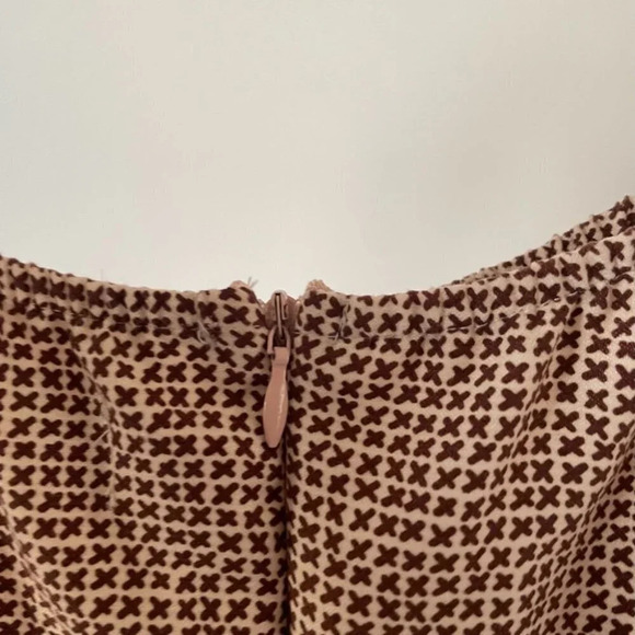 Cider Check Pattern Cut Out Long Sleeve  Dress Cream Brown Sz XS - Picture 7 of 9